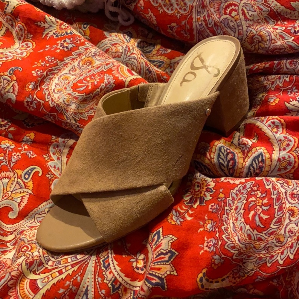 Sam Edelman tan suede block heel size 8